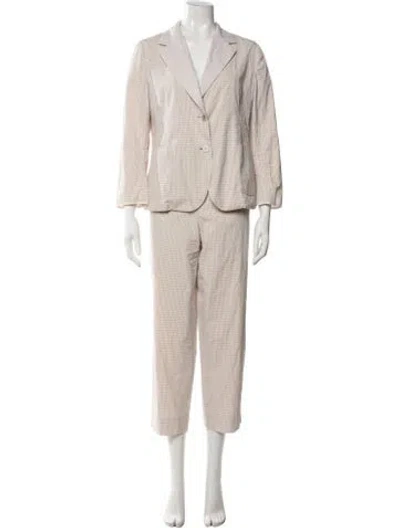 Pre-owned Piazza Sempione Plaid Print Pant Set In Neutral