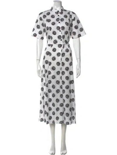 Pre-owned Piazza Sempione Polka Dot Print Midi Length Dress In White