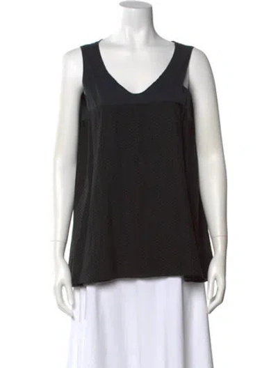 Pre-owned Piazza Sempione Polka Dot Print V-neck Top In Black