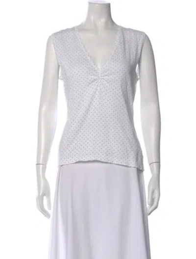 Pre-owned Piazza Sempione Polka Dot Print V-neck Top In White