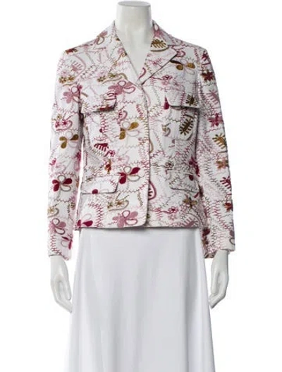 Pre-owned Piazza Sempione Printed Blazer In White
