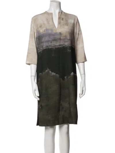 Pre-owned Piazza Sempione Printed Knee-length Dress In Green
