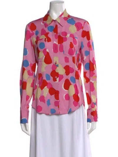 Pre-owned Piazza Sempione Printed Long Sleeve Blouse In Pink