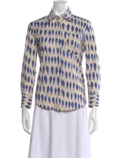 Pre-owned Piazza Sempione Printed Long Sleeve Button-up Top In Neutral