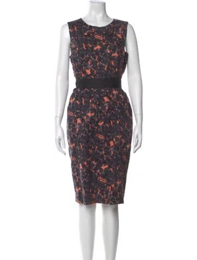 Pre-owned Piazza Sempione Printed Midi Length Dress In Purple