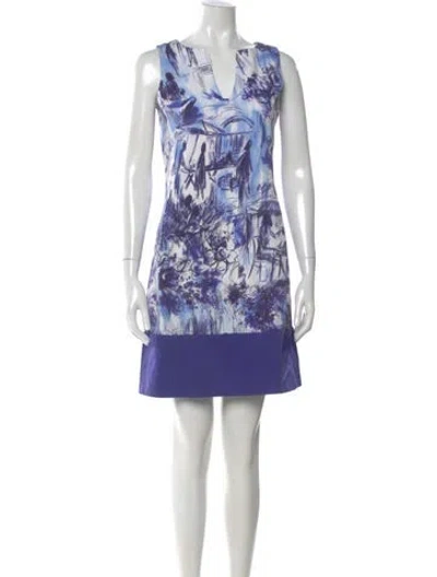 Pre-owned Piazza Sempione Printed Mini Dress In Blue