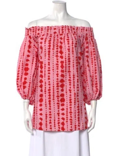 Pre-owned Piazza Sempione Printed Off-the-shoulder Top In Pink