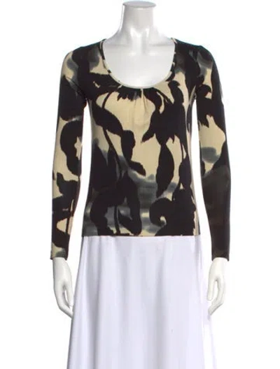 Pre-owned Piazza Sempione Printed Scoop Neck Top In Black/white