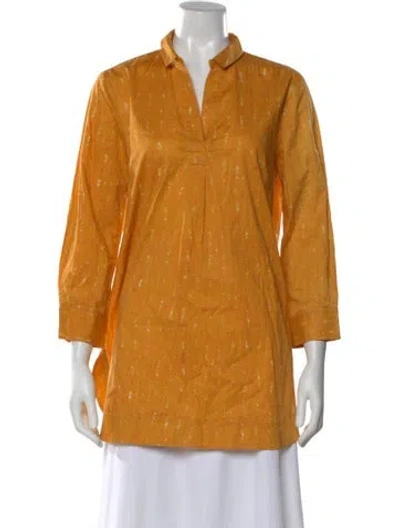 Pre-owned Piazza Sempione Printed Three-quarter Sleeve Top In Yellow