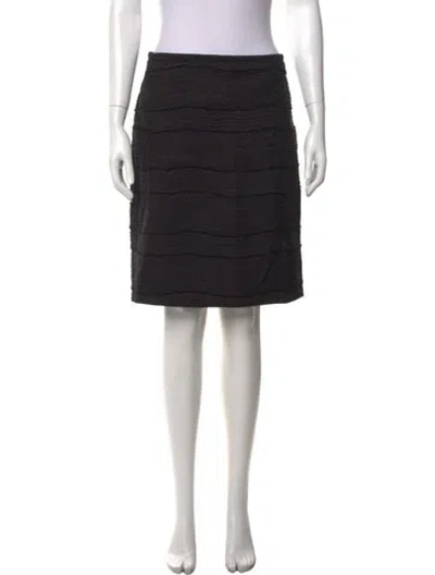 Pre-owned Piazza Sempione Raw-edge Trim Knee-length Skirt In Black