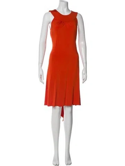 Pre-owned Piazza Sempione Scoop Neck Knee-length Dress In Orange