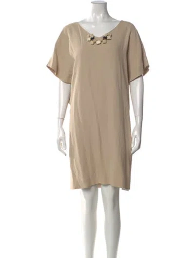 Pre-owned Piazza Sempione Scoop Neck Mini Dress In Brown