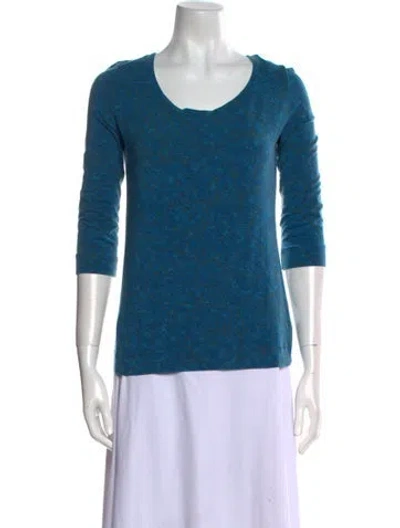 Pre-owned Piazza Sempione Scoop Neck Three-quarter Sleeve T-shirt In Blue
