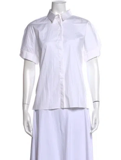 Pre-owned Piazza Sempione Short Sleeve Button-up Top In White