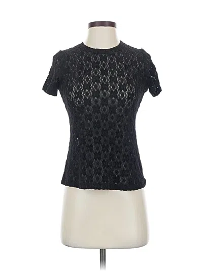 Pre-owned Piazza Sempione Short Sleeve Top Black Mock Neckline Tops