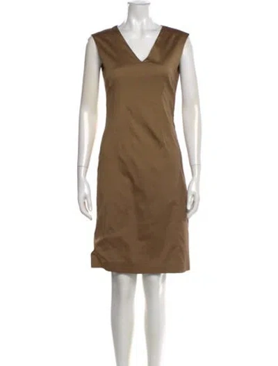 Pre-owned Piazza Sempione Silk Knee-length Dress In Brown