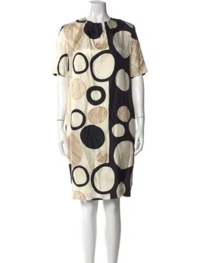 Pre-owned Piazza Sempione Silk Knee-length Dress In White