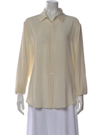 Pre-owned Piazza Sempione Silk Long Sleeve Button-up Top W/ Tags In Neutral