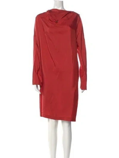 Pre-owned Piazza Sempione Silk Midi Length Dress In Orange