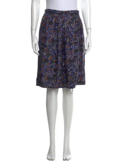 Pre-owned Piazza Sempione Silk Midi Length Skirt In Blue