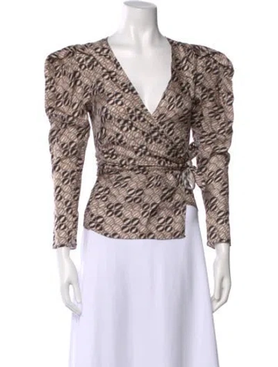 Pre-owned Piazza Sempione Silk Patterned Blouse In Neutral