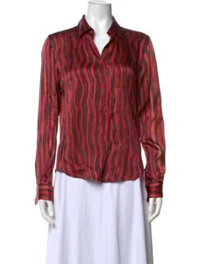 Pre-owned Piazza Sempione Silk Striped Blouse In Pink