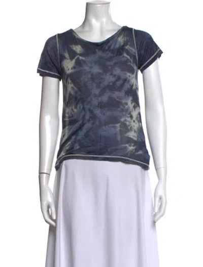 Pre-owned Piazza Sempione Silk Tie-dye Print T-shirt In Blue