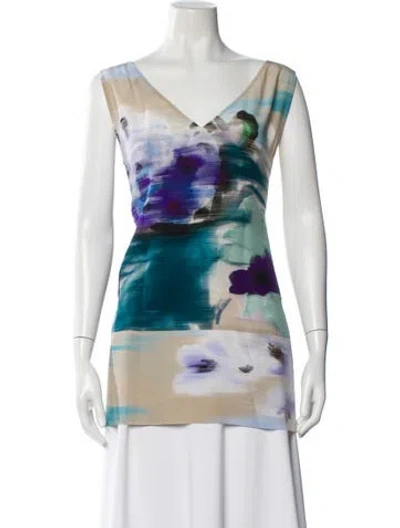 Pre-owned Piazza Sempione Silk Tie-dye Print Tunic In Blue