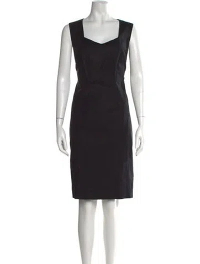 Pre-owned Piazza Sempione Square Neckline Knee-length Dress In Black
