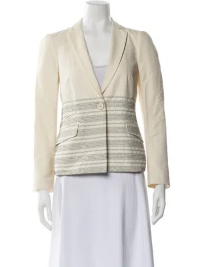 Pre-owned Piazza Sempione Striped Blazer In White