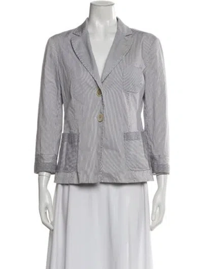 Pre-owned Piazza Sempione Striped Blazer In White