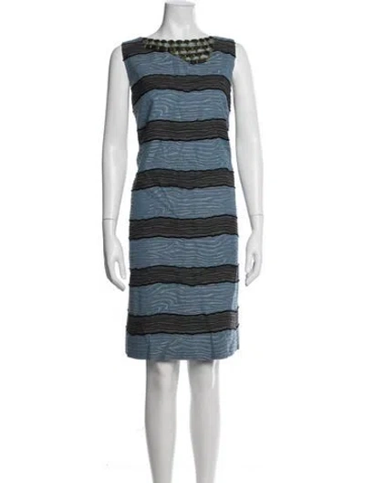 Pre-owned Piazza Sempione Striped Knee-length Dress In Blue