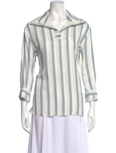 Pre-owned Piazza Sempione Striped Long Sleeve Top In Gray