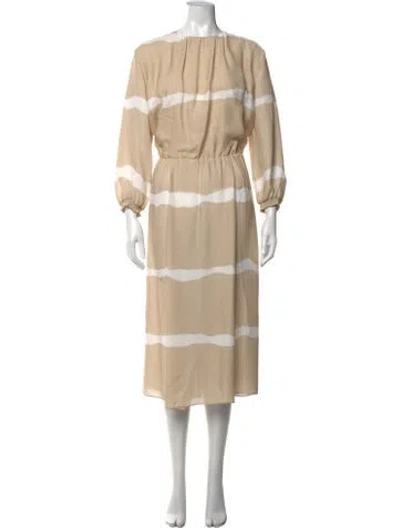 Pre-owned Piazza Sempione Striped Midi Length Dress In Neutrals