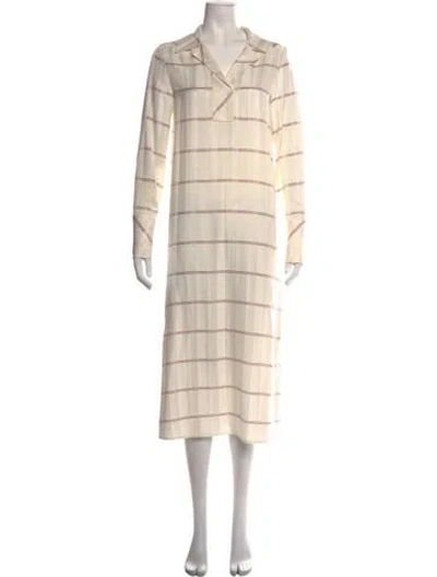 Pre-owned Piazza Sempione Striped Midi Length Dress In Neutrals