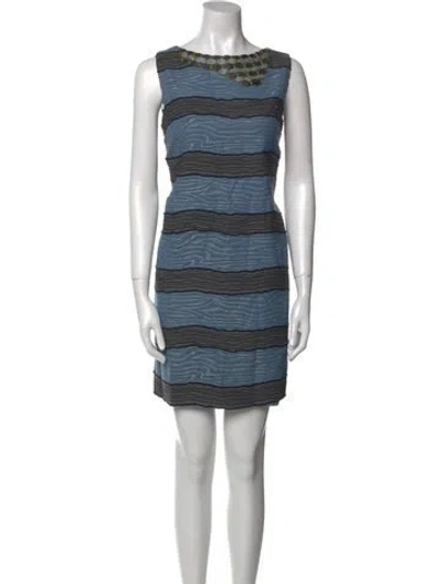Pre-owned Piazza Sempione Striped Mini Dress In Blue