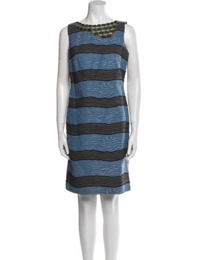Pre-owned Piazza Sempione Striped Mini Dress In Blue