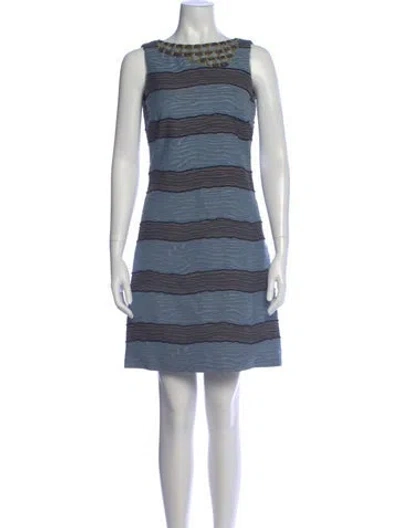 Pre-owned Piazza Sempione Striped Mini Dress In Blue