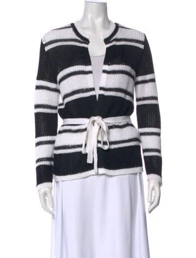 Pre-owned Piazza Sempione Striped V-neck Sweater In Black