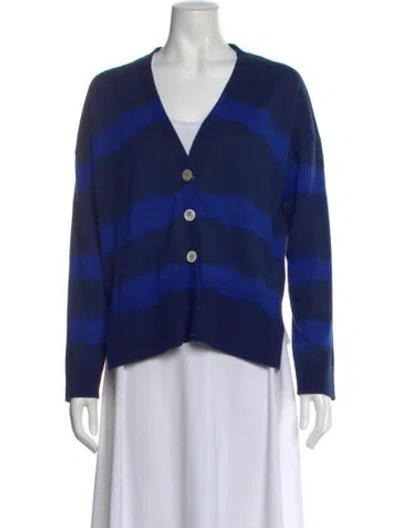 Pre-owned Piazza Sempione Striped V-neck Sweater In Blue