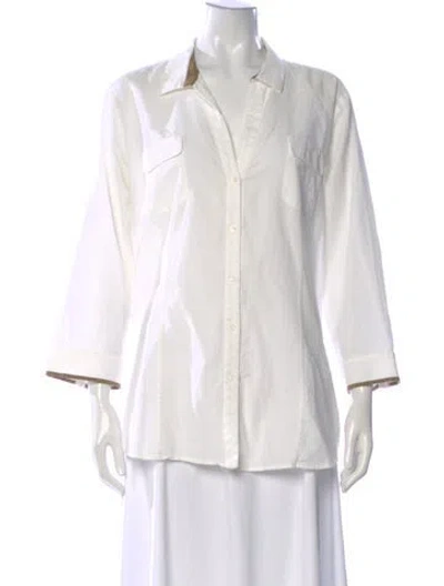 Pre-owned Piazza Sempione Three-quarter Sleeve Button-up Top In Neutral