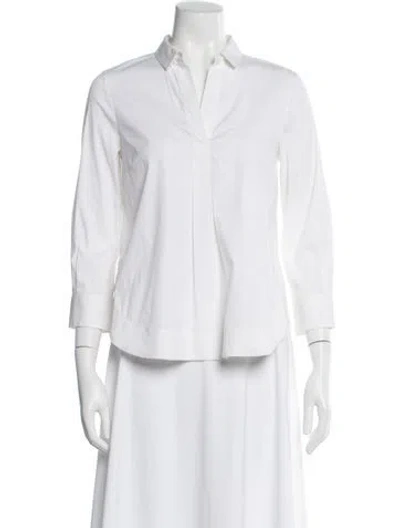 Pre-owned Piazza Sempione Three-quarter Sleeve Button-up Top In White