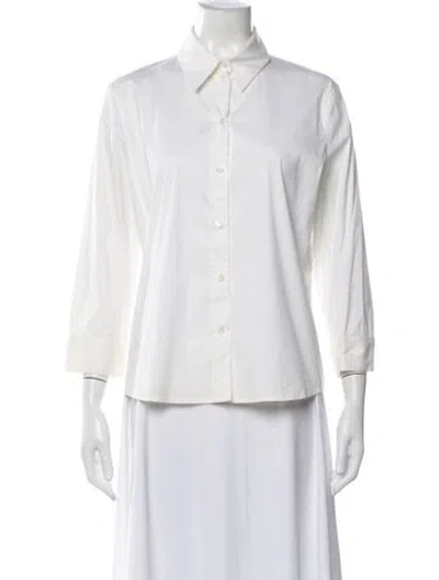 Pre-owned Piazza Sempione Three-quarter Sleeve Button-up Top In White