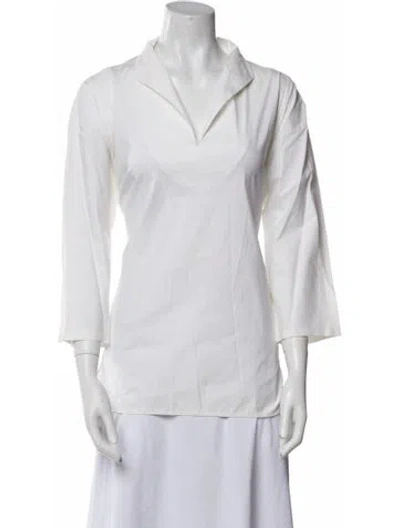 Pre-owned Piazza Sempione Three-quarter Sleeve Polo In White