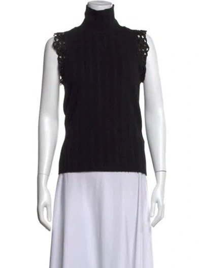 Pre-owned Piazza Sempione Turtleneck Sleeveless Top In Black