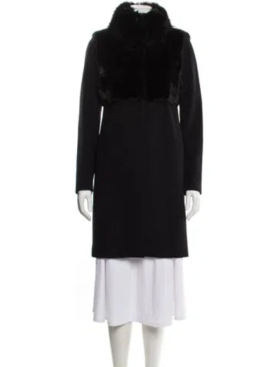 Pre-owned Piazza Sempione Virgin Wool Faux Fur Coat In Black