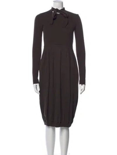 Pre-owned Piazza Sempione Virgin Wool Knee-length Dress In Brown
