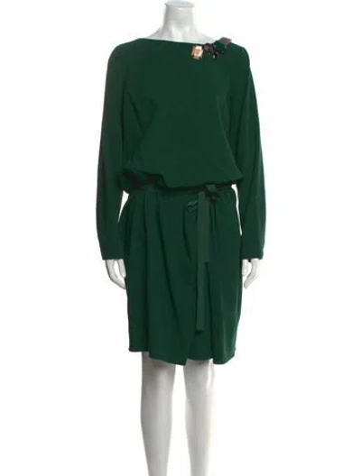Pre-owned Piazza Sempione Virgin Wool Knee-length Dress In Green