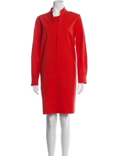 Pre-owned Piazza Sempione Virgin Wool Knee-length Dress In Orange