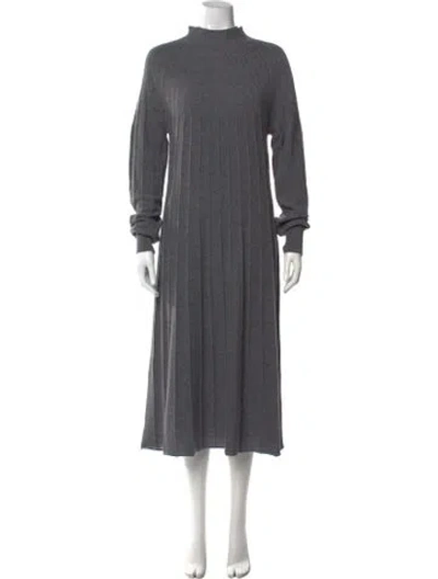 Pre-owned Piazza Sempione Virgin Wool Midi Length Dress W/ Tags In Gray